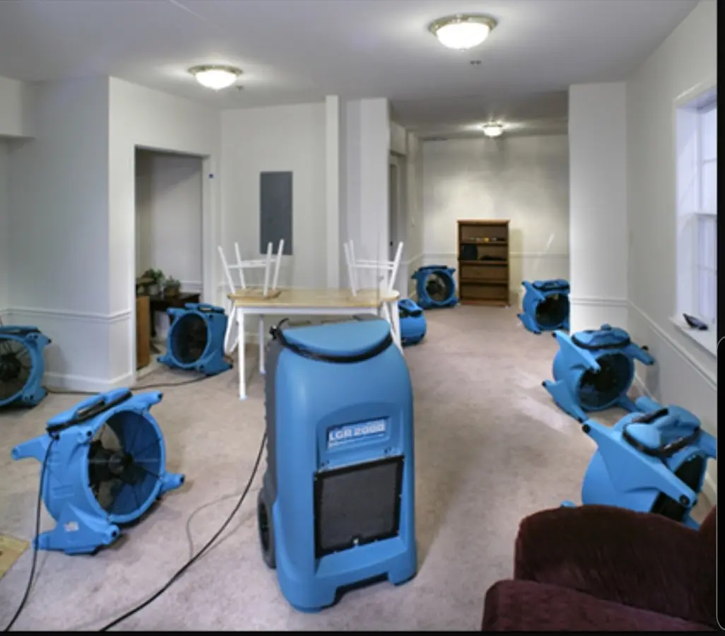 Air movers and dehumidifier setup for Water Damage Restoration in Crouch Mesa